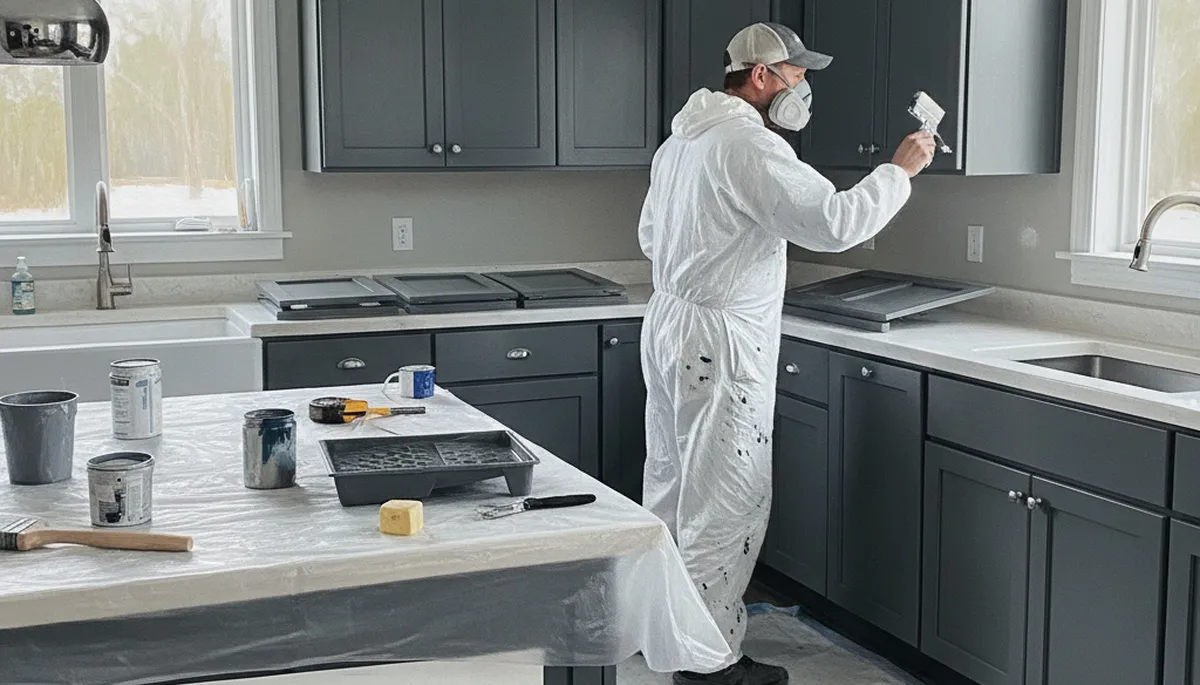 Cabinet painting in Los Angeles, CA for durable kitchen and bathroom cabinet обновation