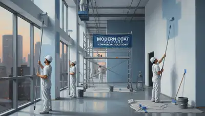 Los Angeles commercial painters applying durable exterior coating on a business building