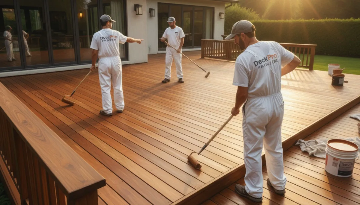 Los Angeles deck painting service applying durable outdoor wood finish to protect and beautify a deck