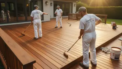Los Angeles deck painting service applying durable outdoor wood finish to protect and beautify a deck