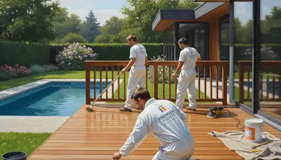 Professional deck staining service in Los Angeles, CA for sun protection and wood preservation