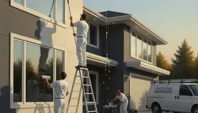 Professional house painting crew in Los Angeles, CA painting a home exterior
