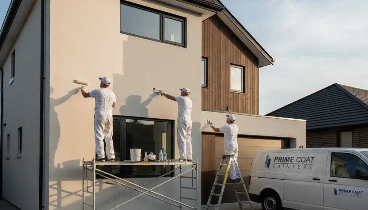 Los Angeles house painters painting a home exterior to protect against sun and ocean air