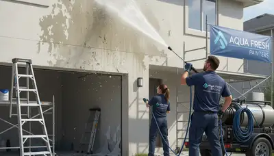 Los Angeles pressure cleaning crew washing exterior surfaces to remove grime and boost curb appeal