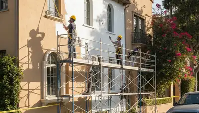 Painting company team in Los Angeles, CA preparing a professional interior painting project