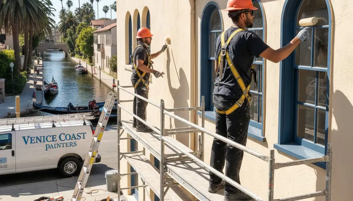 Los Angeles, CA painting company crew on a residential exterior painting project